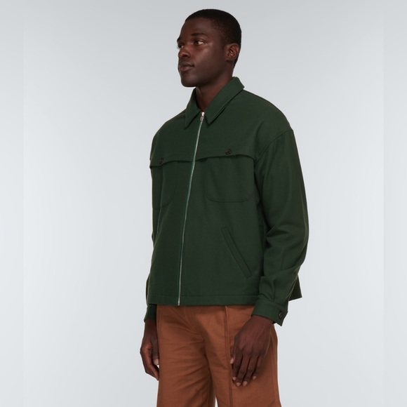 Winnie Wool Blend Flannel Blouson in Green NEW - Picture 3 of 16